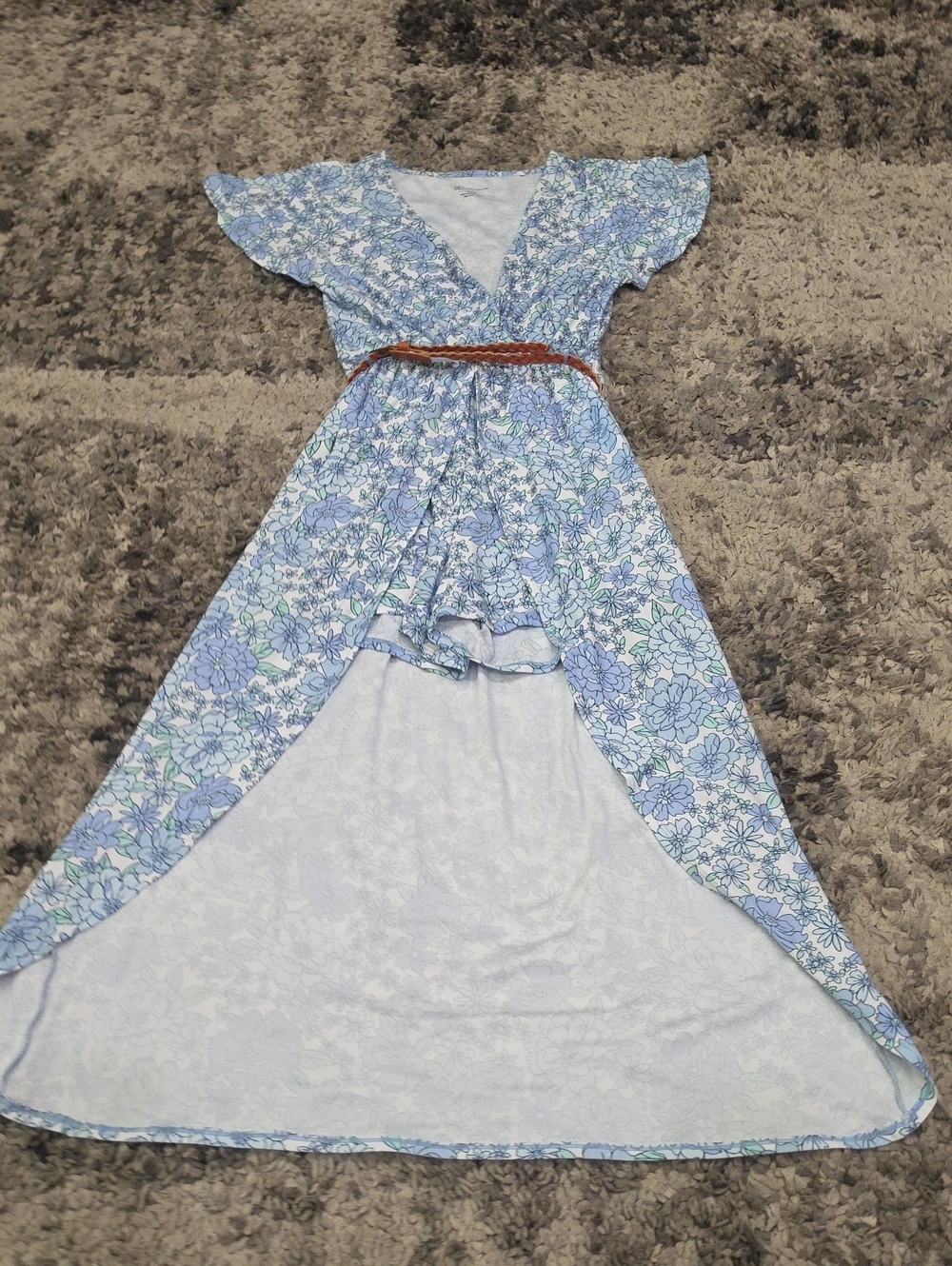 No Boundaries Blue Floral Wrap Maxi Dress